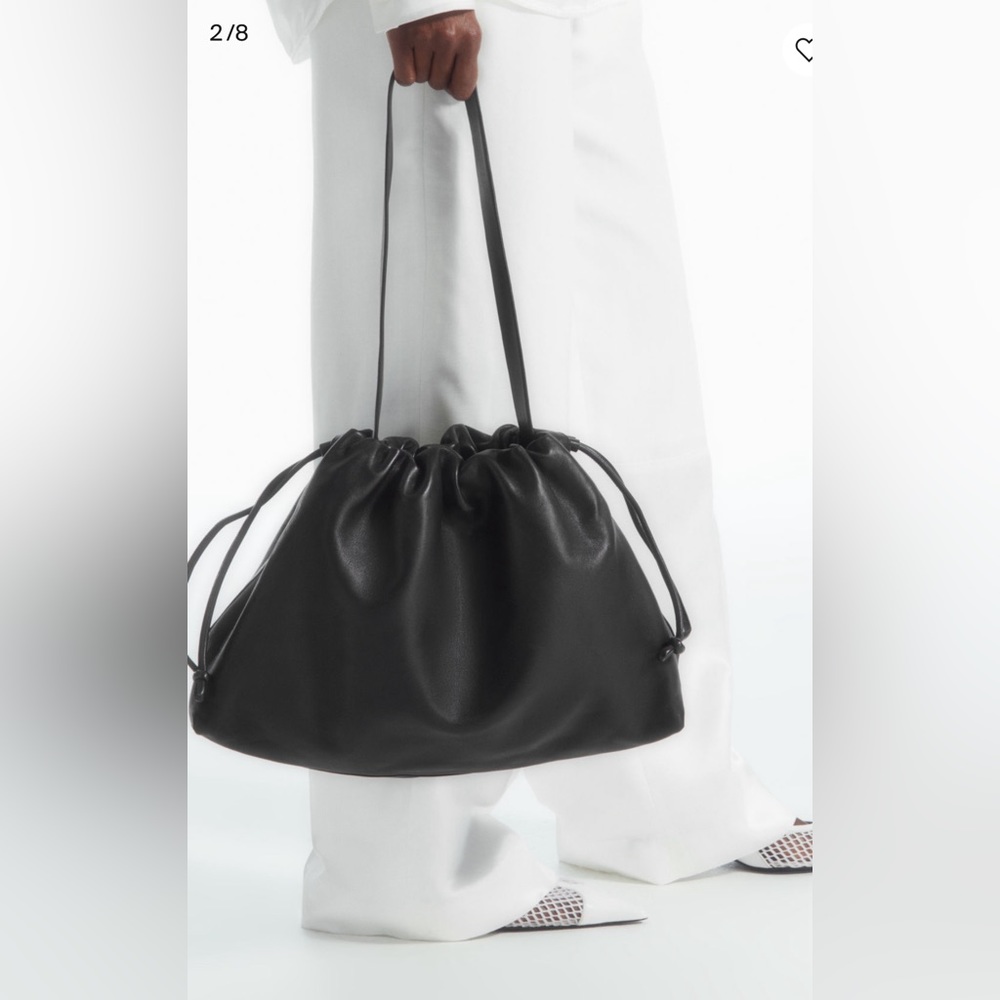Cos Cavatelli Clutch black leather shoulder bag